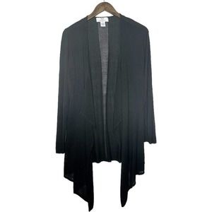 Magaschoni Black Open Front Long Sleeve Draped Lightweight Cardigan Sweater 2X